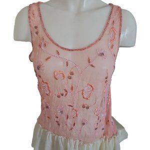 FREE PEOPLE EMBELLISHED BEADED SHEER TOP SZ. SMALL